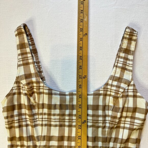Brown & White Plaid Fitted Mini Dress‎ Forever 21 Size Medium - Picture 10 of 11